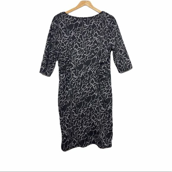 Adriana Papell Black & Grey Knit Sheath Dress 14 Women's Modest 3/4 Sleeves 14 - Picture 2 of 8